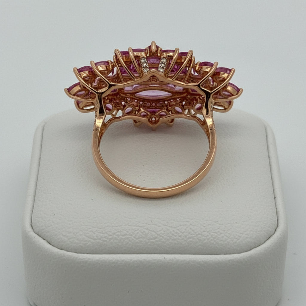 6.50cttw Pink Sapphire and Diamond 14K Rose Gold Ring