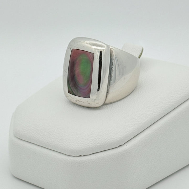 Van Cleef & Arpels Babylon Gray Inlay Mother of Pearl 18K White Gold Ring