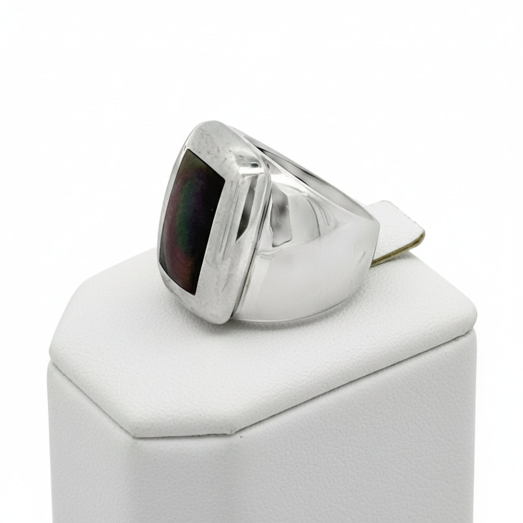 Van Cleef & Arpels Babylon Gray Inlay Mother of Pearl 18K White Gold Ring
