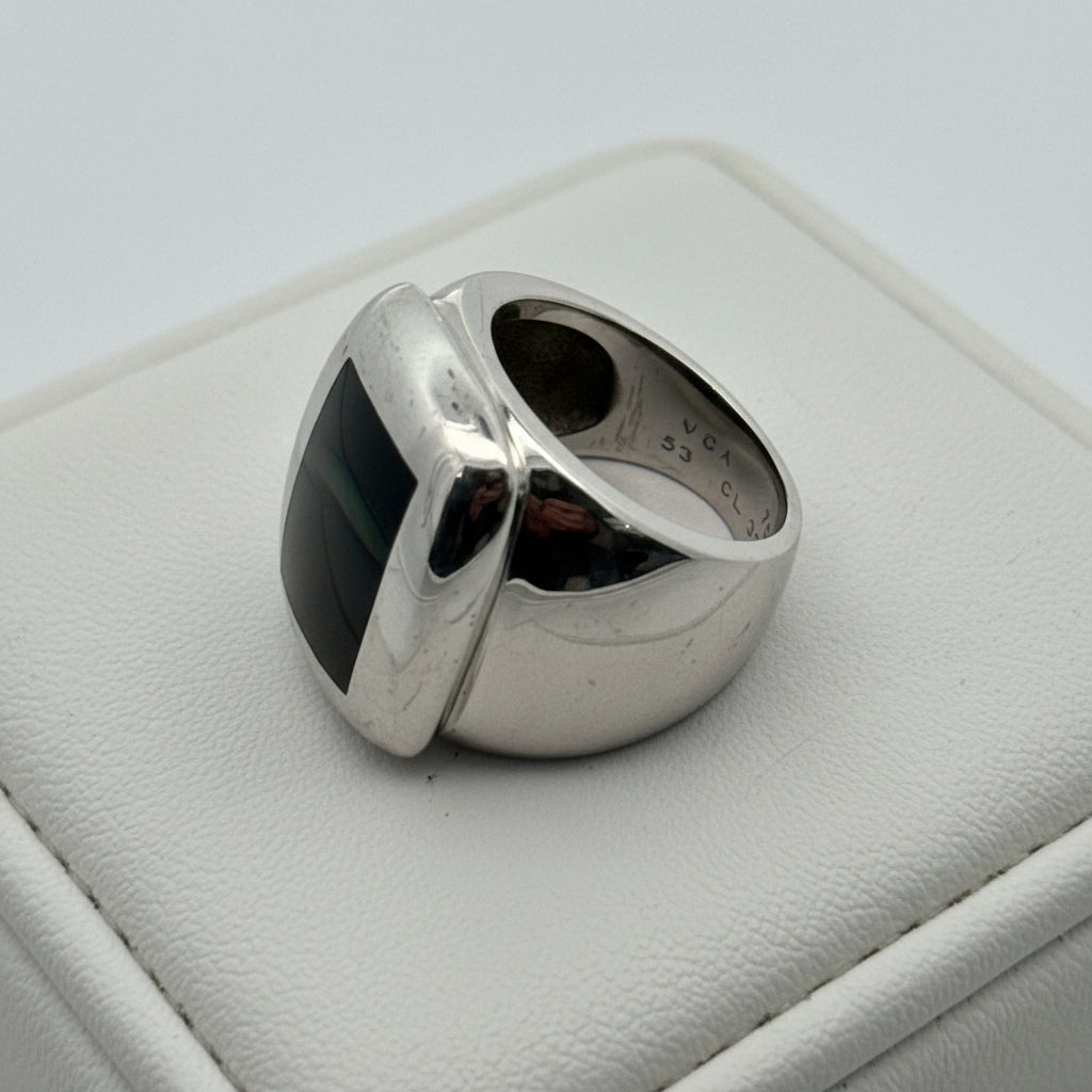 Van Cleef & Arpels Babylon Gray Inlay Mother of Pearl 18K White Gold Ring