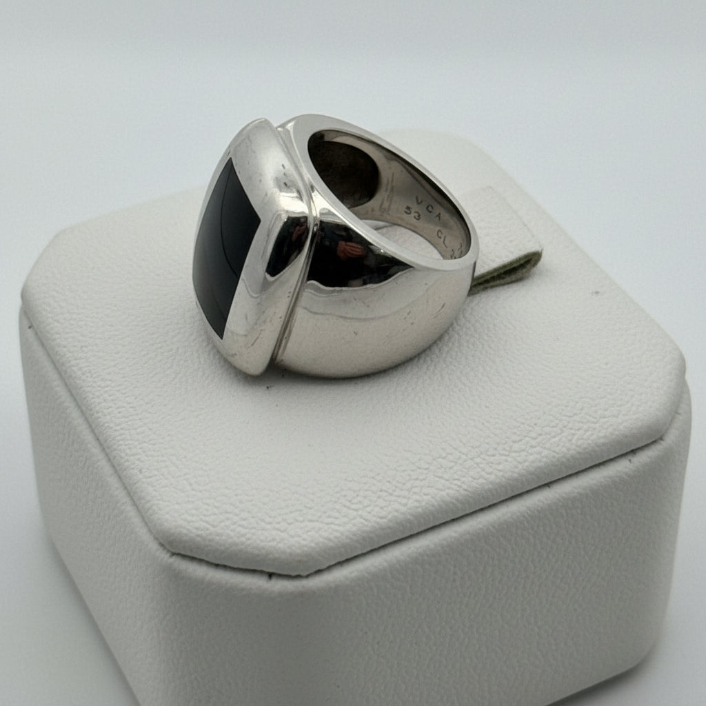 Van Cleef & Arpels Babylon Gray Inlay Mother of Pearl 18K White Gold Ring