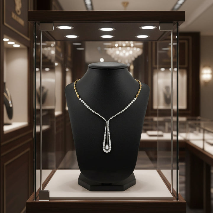 Custom Made 7.55cttw Rose Cut Diamond 22Kt Yellow/Black Rhodium Necklace