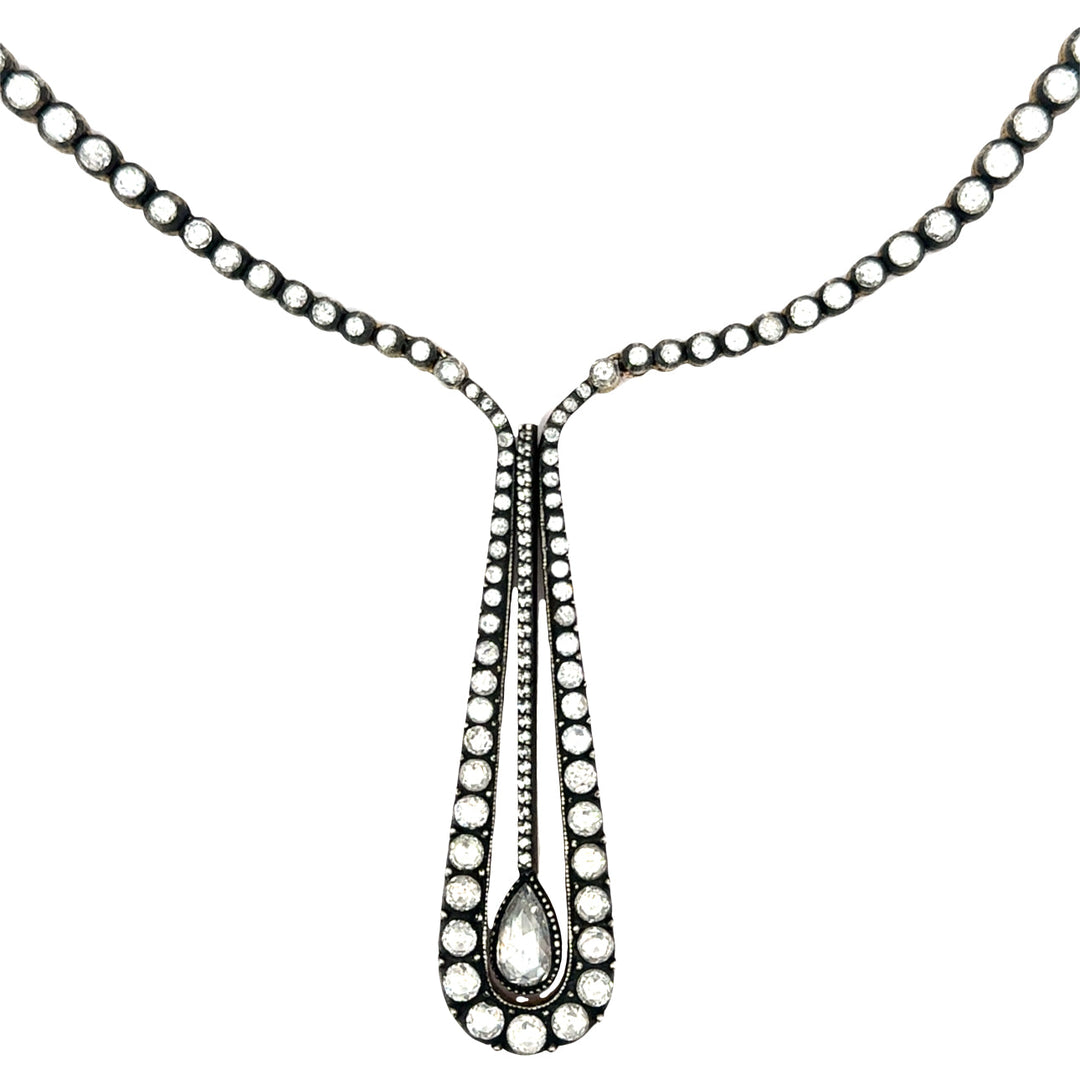 Custom Made 7.55cttw Rose Cut Diamond 22Kt Yellow/Black Rhodium Necklace