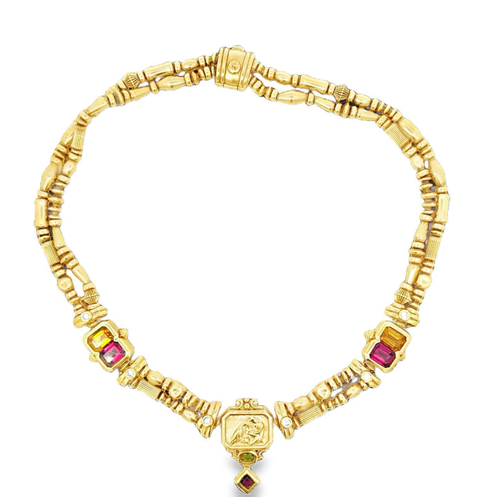 Designer Seidengang Diamond Citrine, Tourmaline 18Kt Yelllow Gold Necklace