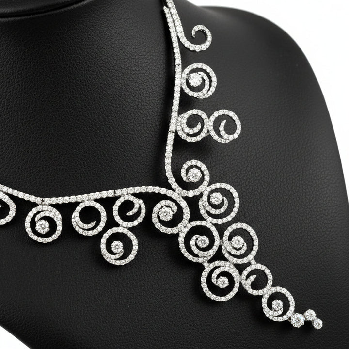 Italian Swirl 12.65cttw Diamond 18K White Gold Necklace