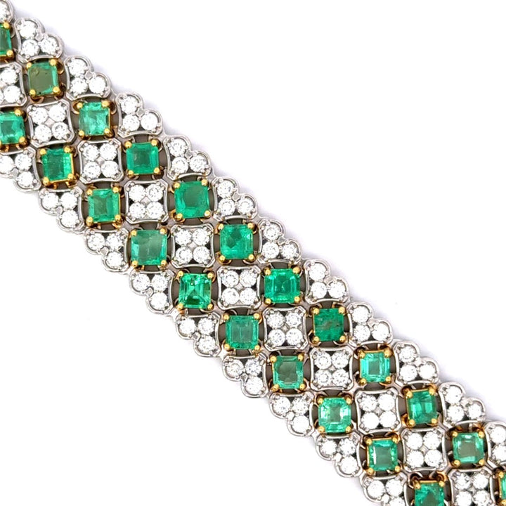 Designer Emerald and Diamond 18K Yellow and White Gold Bracelet