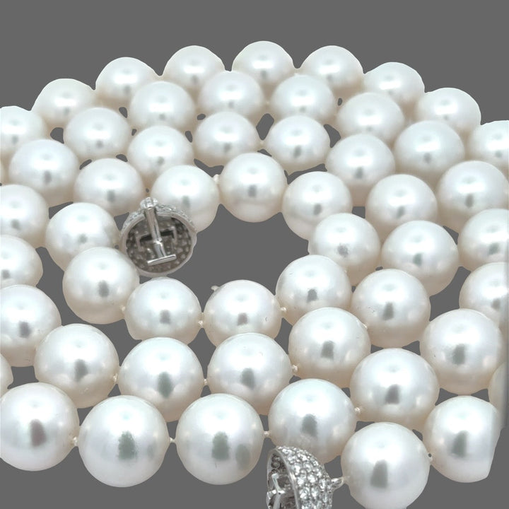 Estate South Sea Pearl 13 x 13.60 mm and Diamond 38" Necklace (18K)