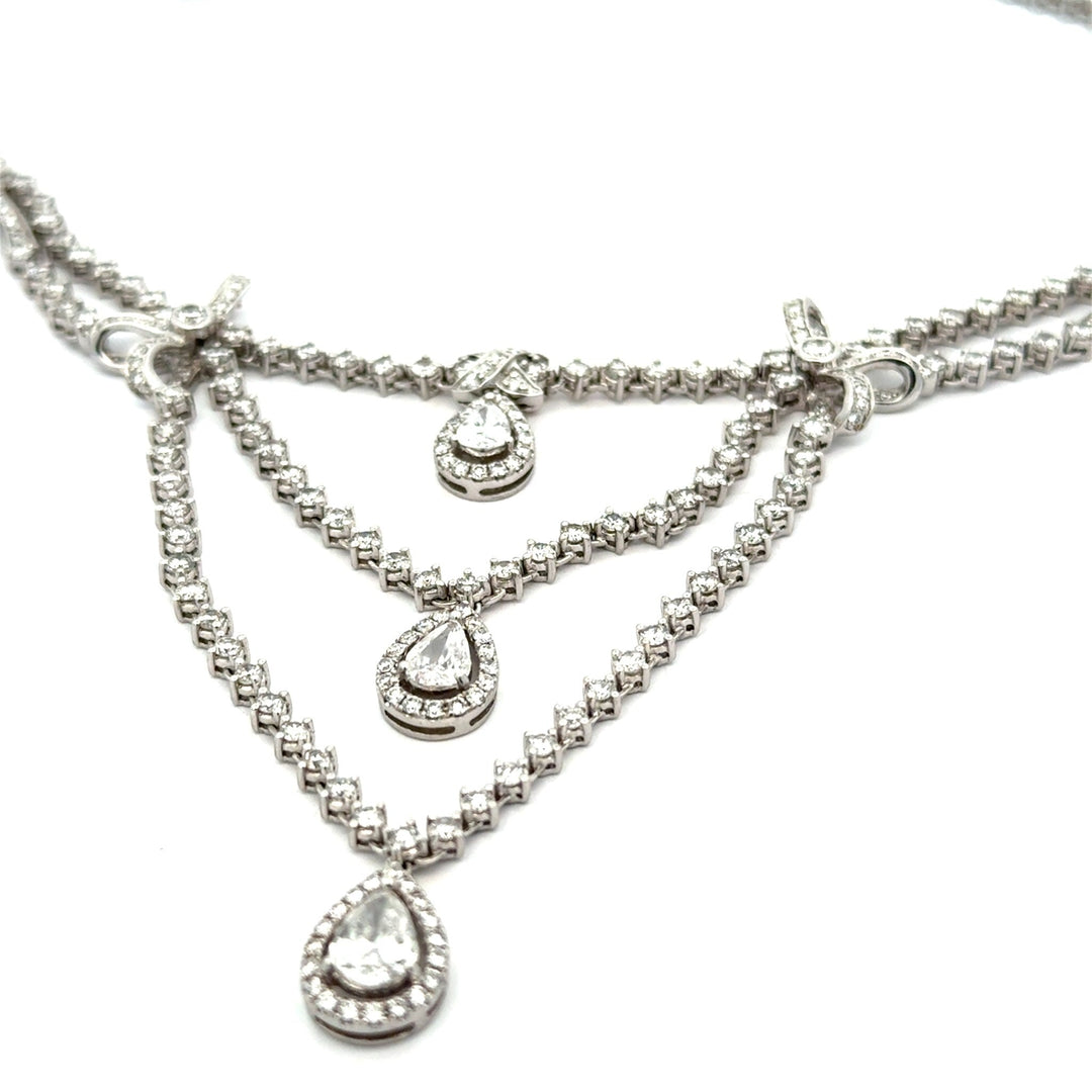 11cttw Diamond Bib 18K White Gold Necklace