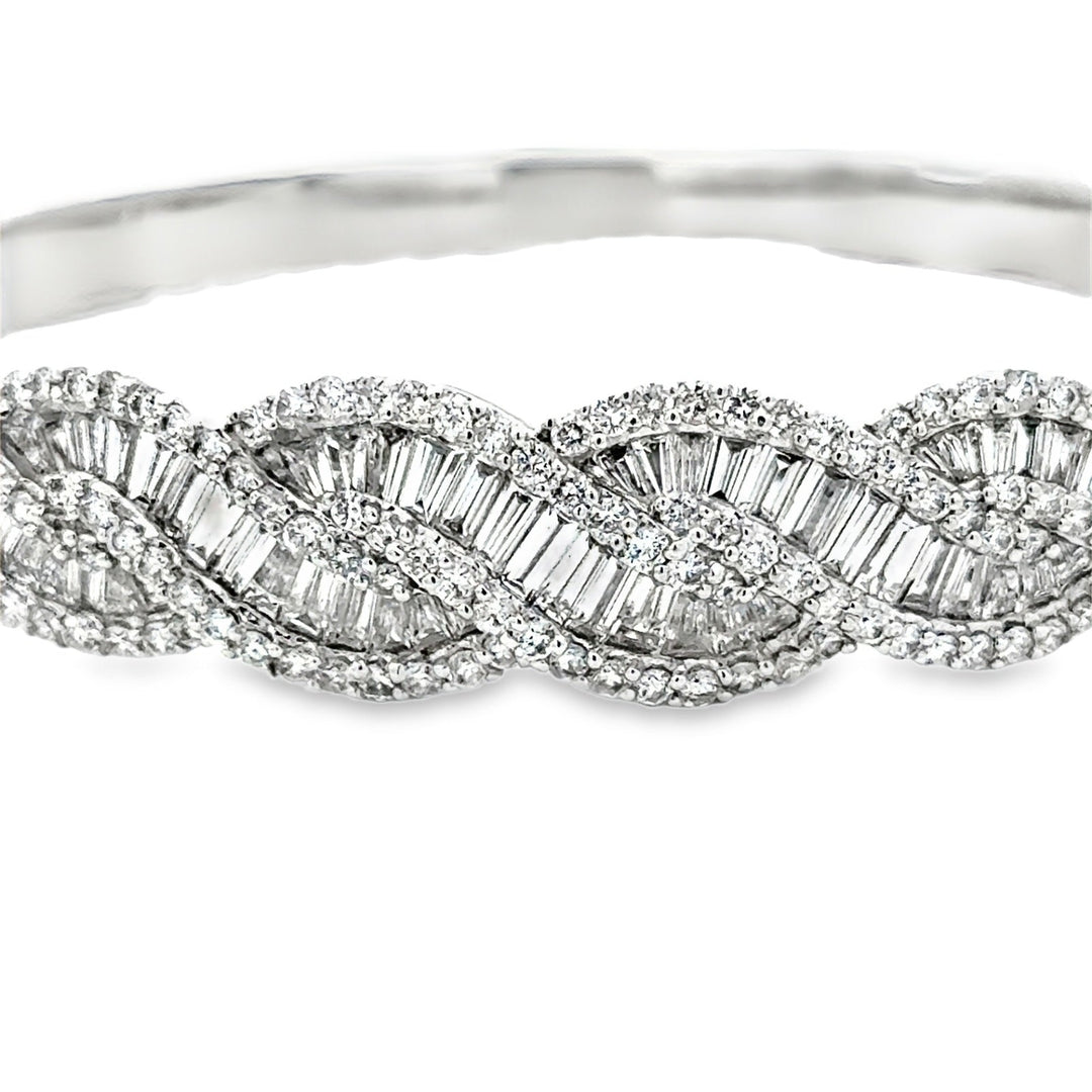 Designer 7.80cttw. Diamond 18K White Gold Bangle