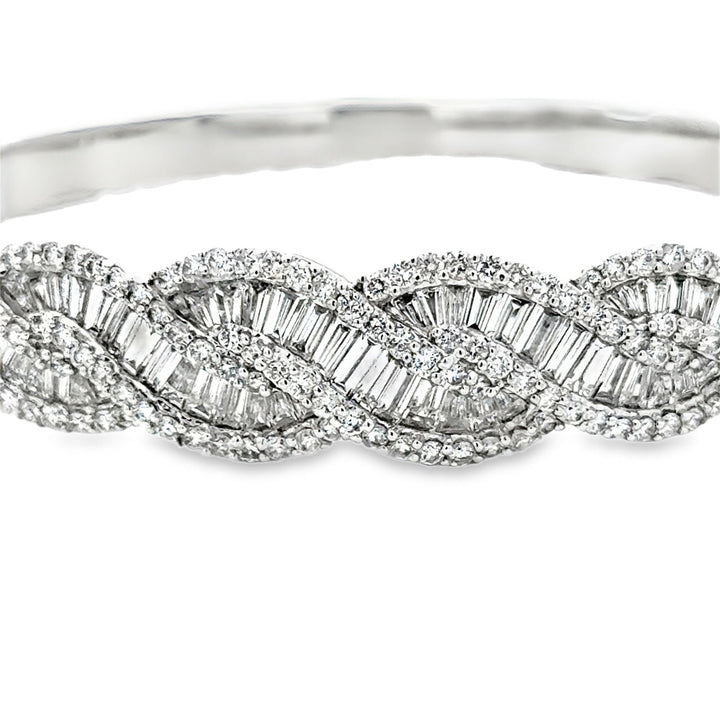 Designer 7.80cttw. Diamond 18K White Gold Bangle