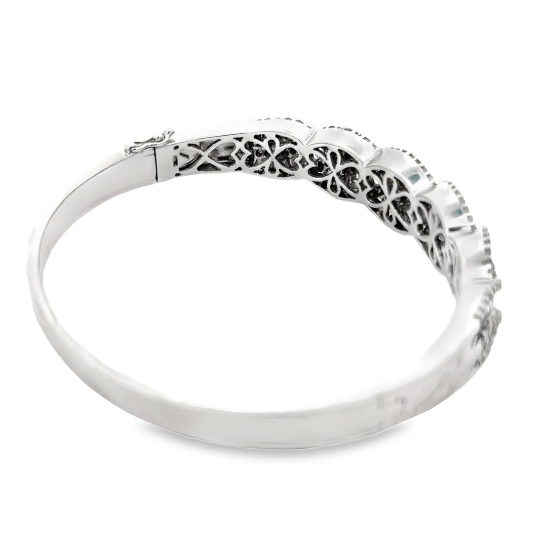 Designer 7.80cttw. Diamond 18K White Gold Bangle