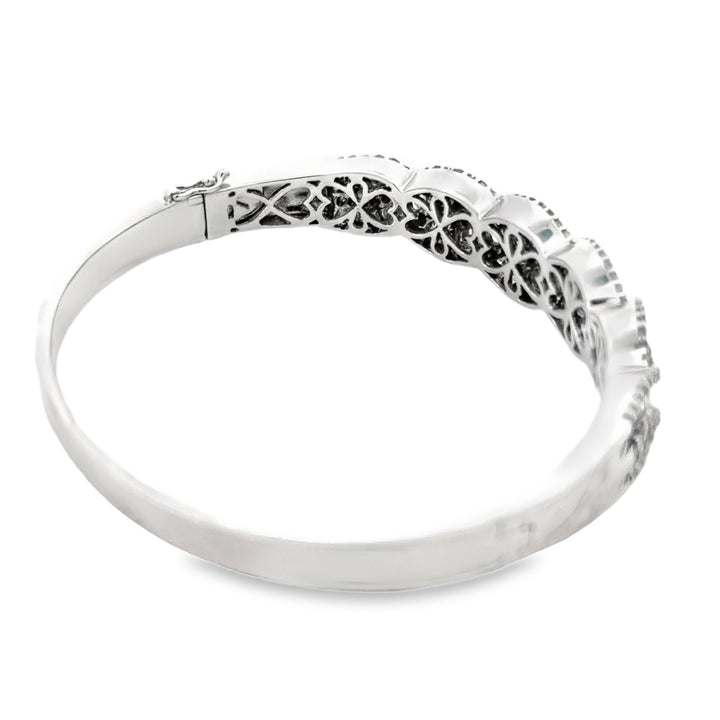 Designer 7.80cttw. Diamond 18K White Gold Bangle