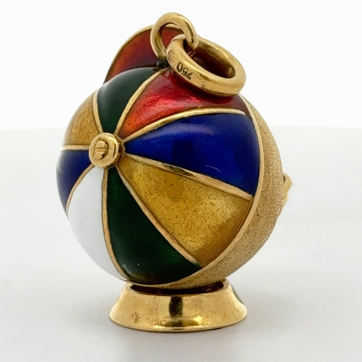 Rare - Donald Duck Mechincal 18K Yellow Gold and Enamel Pendant