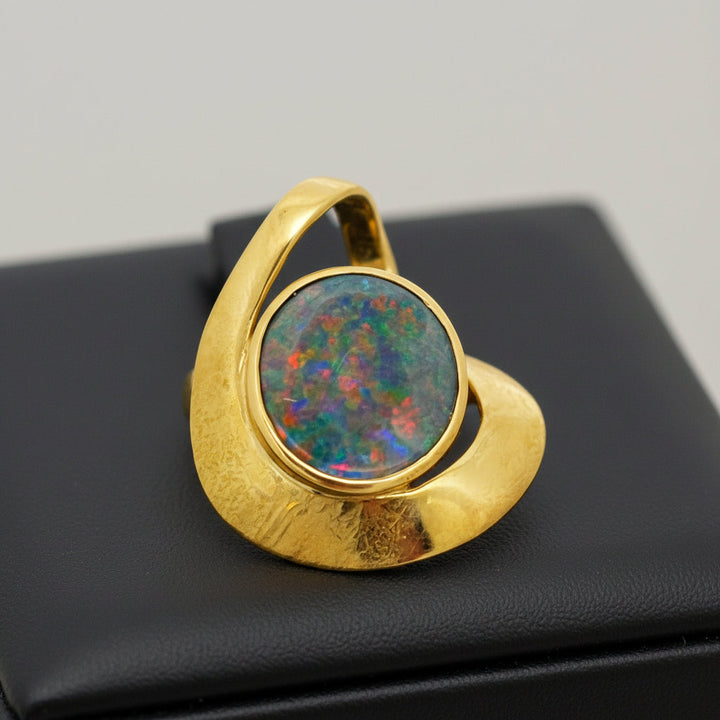 Designer Simon Golub 5.50ct Natural Black Opal and 18Kt Yellow Gold Pendant