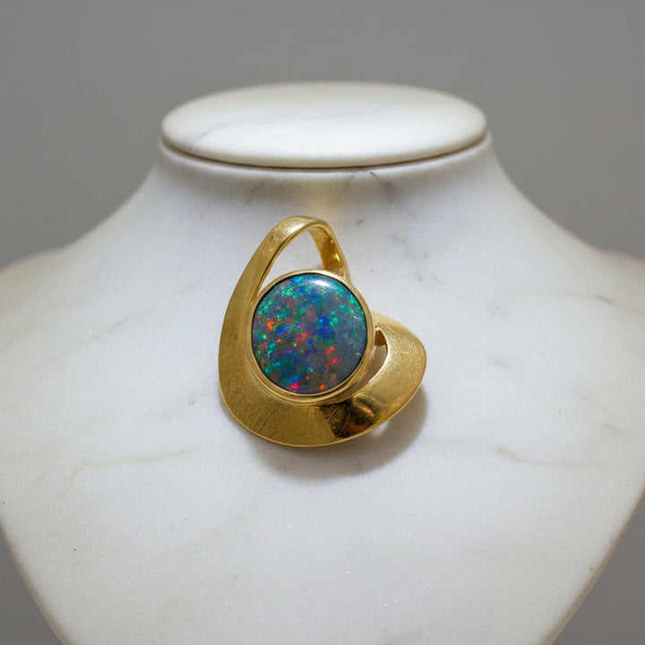 Designer Simon Golub 5.50ct Natural Black Opal and 18Kt Yellow Gold Pendant