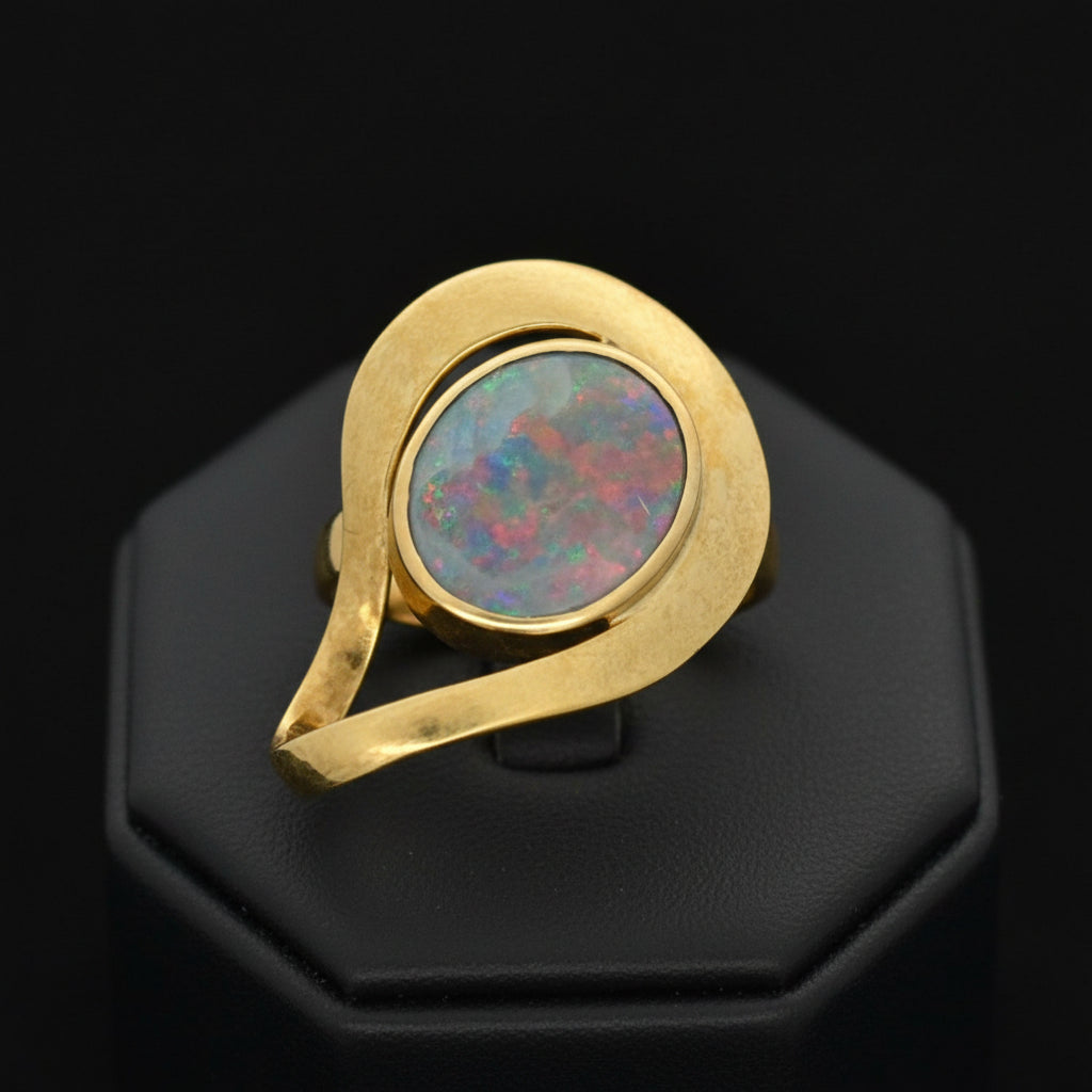 Designer Simon Golub 5.50ct Natural Black Opal and 18Kt Yellow Gold Pendant