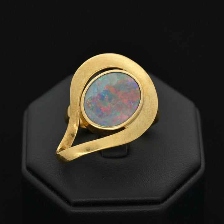 Designer Simon Golub 5.50ct Natural Black Opal and 18Kt Yellow Gold Pendant