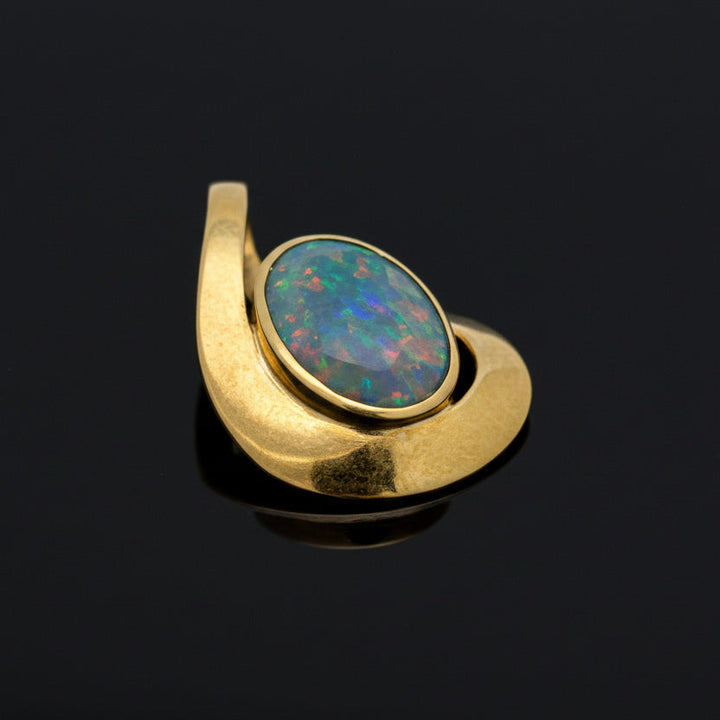 Designer Simon Golub 5.50ct Natural Black Opal and 18Kt Yellow Gold Pendant