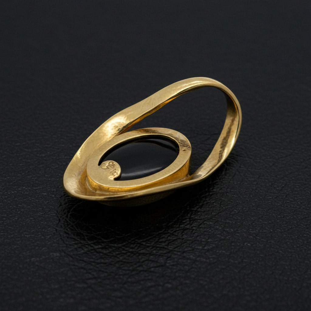 Designer Simon Golub 5.50ct Natural Black Opal and 18Kt Yellow Gold Pendant