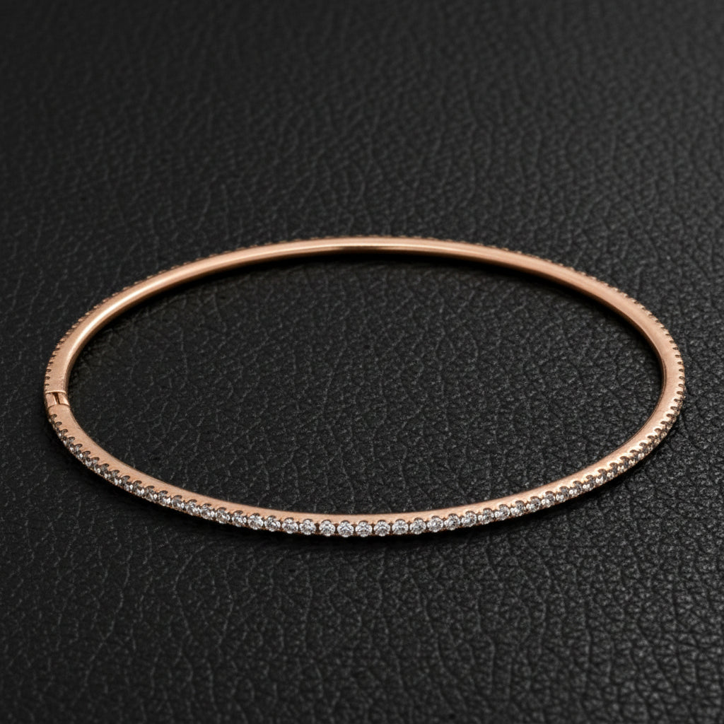 2.51cttw Diamond 18K Rose Gold Slip on Bangle