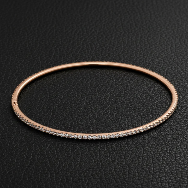 2.51cttw Diamond 18K Rose Gold Slip on Bangle
