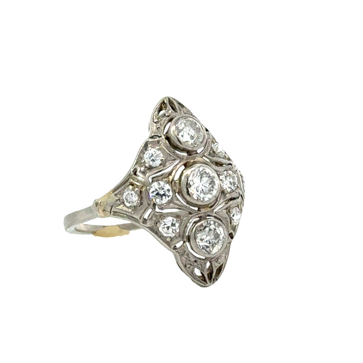 Art Deco 1920's Diamond, 14K White Gold and Platinum Ring