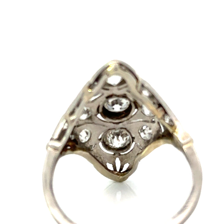 Art Deco 1920's Diamond, 14K White Gold and Platinum Ring
