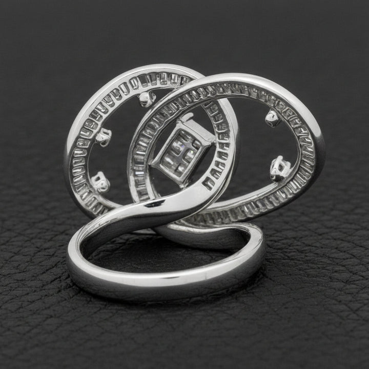 Designer Diamond Swirl 18K White Gold Ring