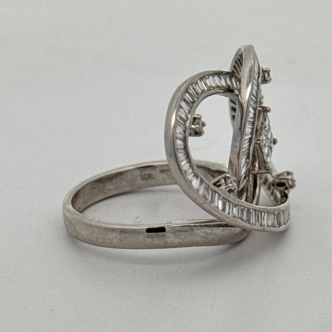 Designer Diamond Swirl 18K White Gold Ring