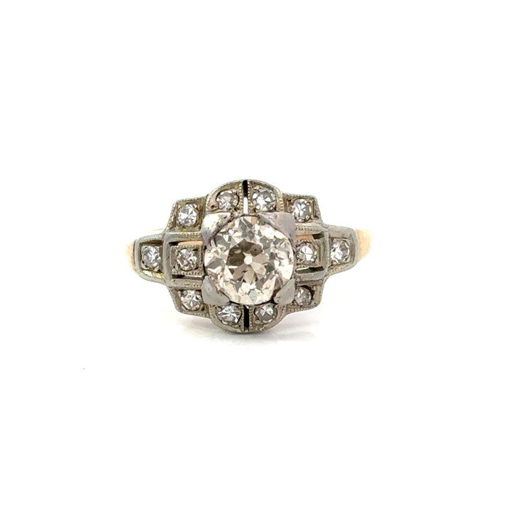 Art Deco 1920's Diamond, 14K White Gold and Platinum Ring