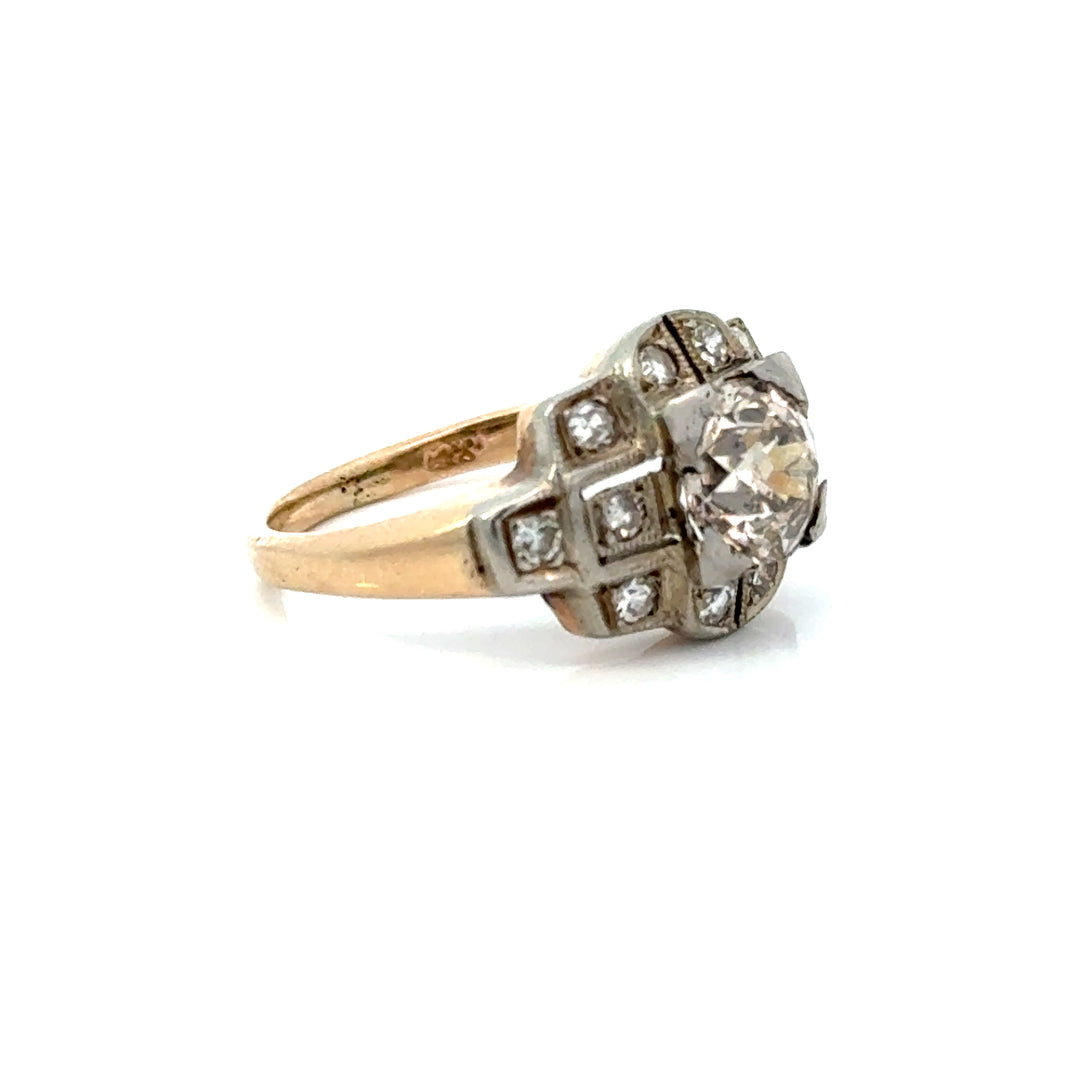 Art Deco 1920's Diamond, 14K White Gold and Platinum Ring