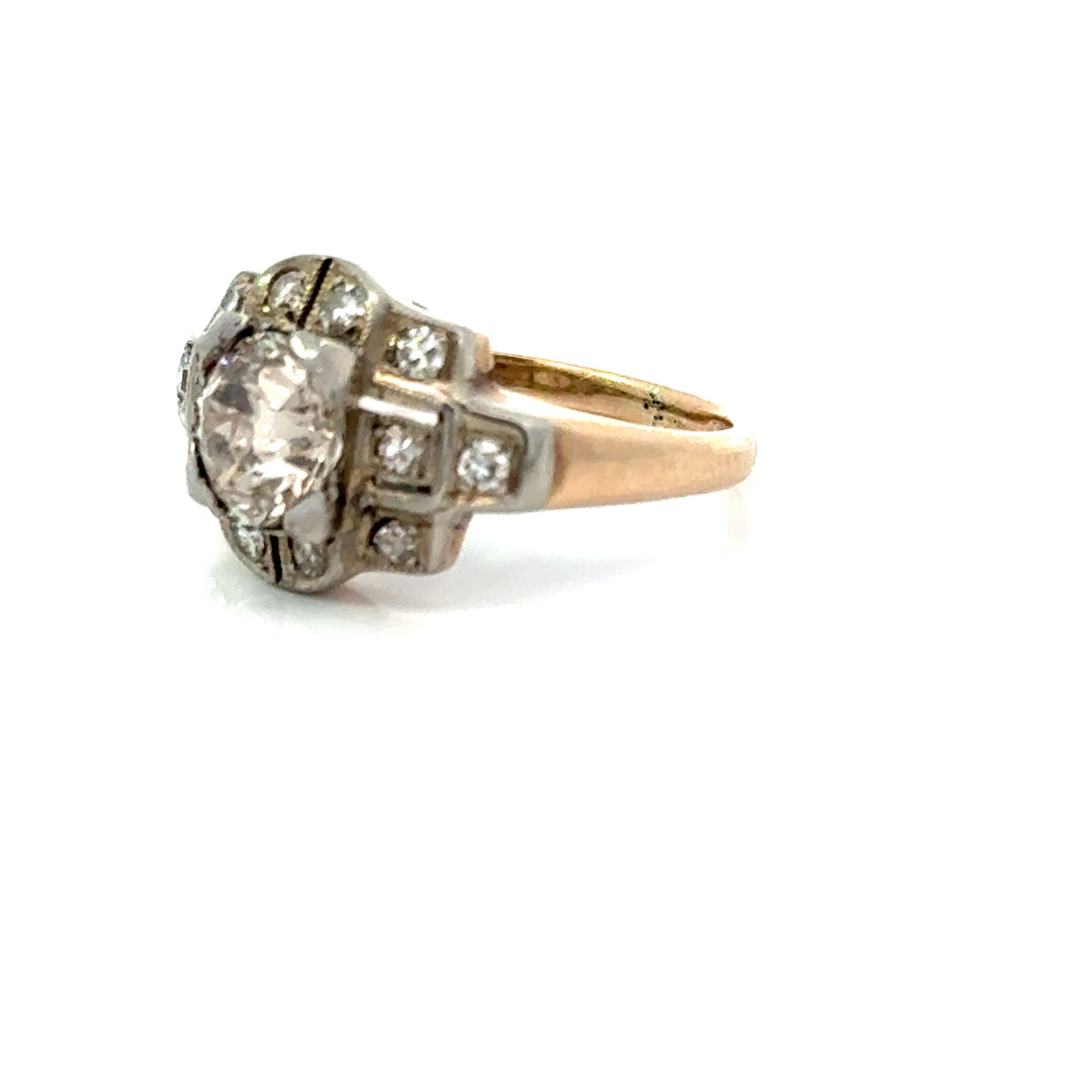 Art Deco 1920's Diamond, 14K White Gold and Platinum Ring