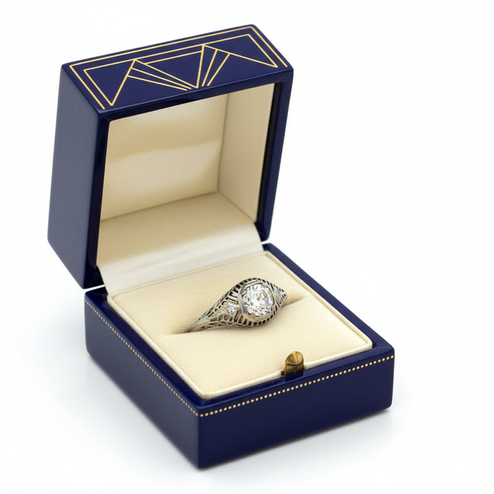 Art Deco 1920's Diamond, 18K White Gold  Ring