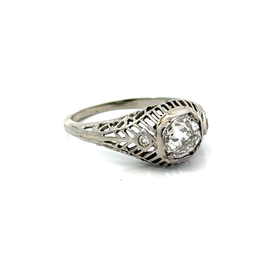 Art Deco 1920's Diamond, 18K White Gold  Ring