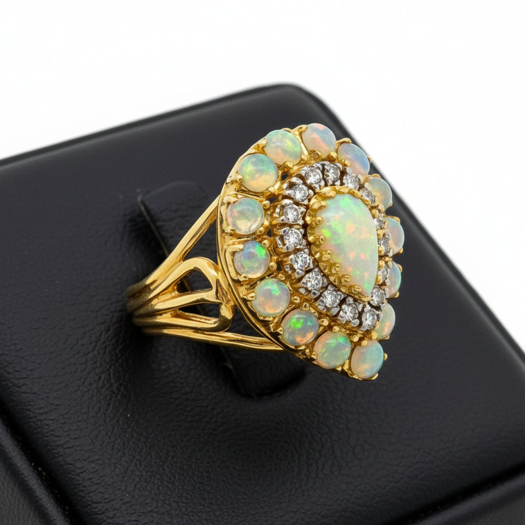 Opal and Diamond 18K Yellow/White Gold Ring