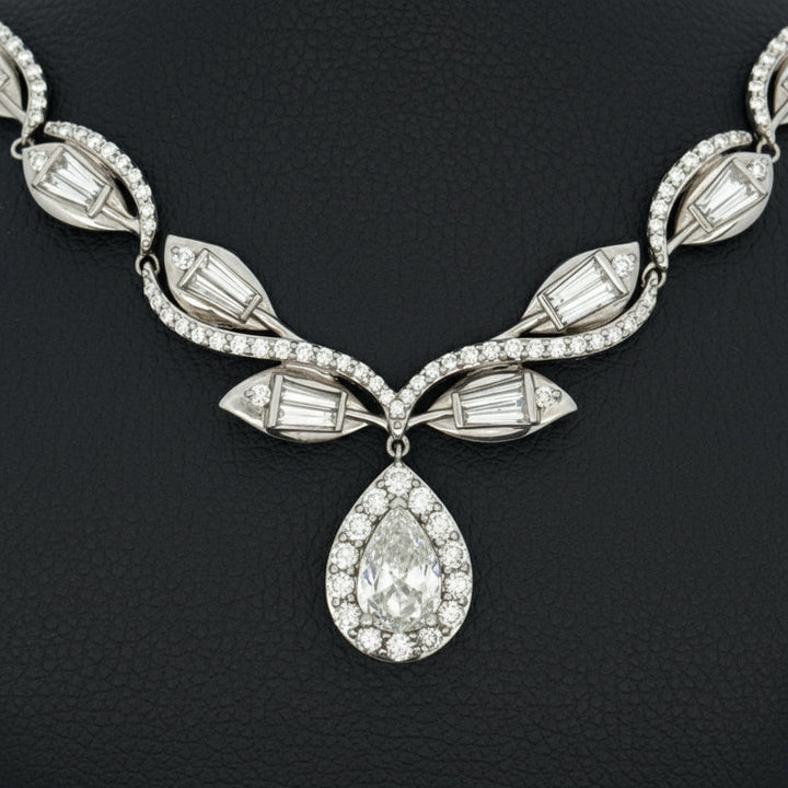 Modern Diamond and Platinum/18Kt White Gold Necklace