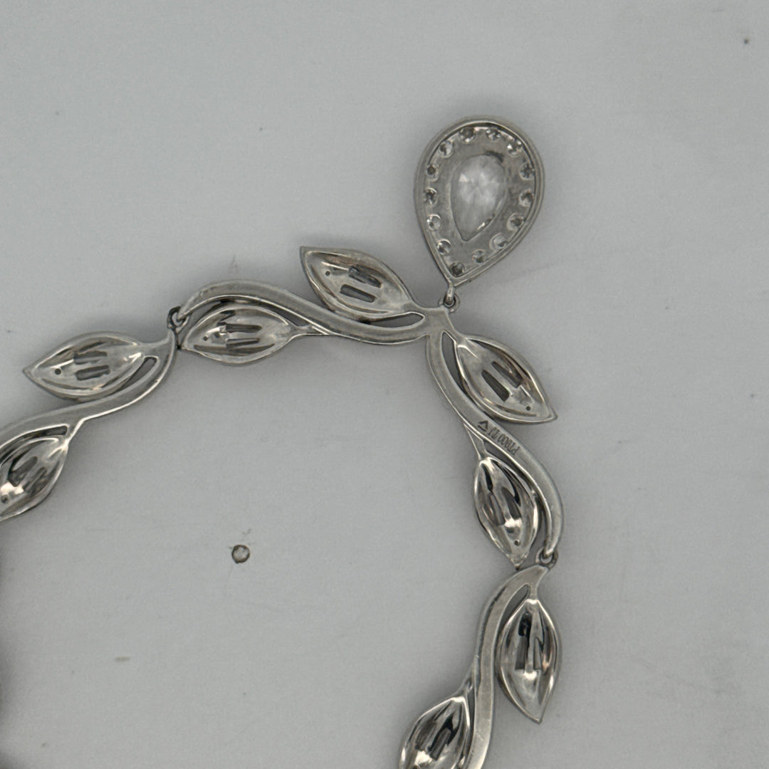 Modern Diamond and Platinum/18Kt White Gold Necklace