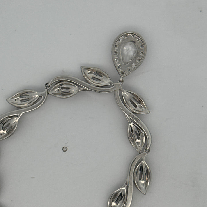 Modern Diamond and Platinum/18Kt White Gold Necklace