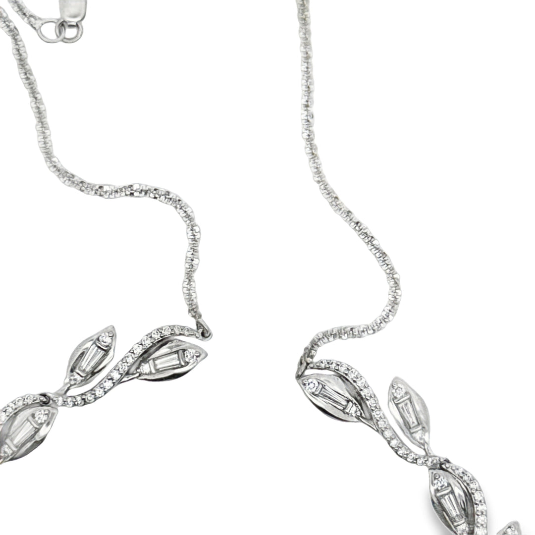 Modern Diamond and Platinum/18Kt White Gold Necklace
