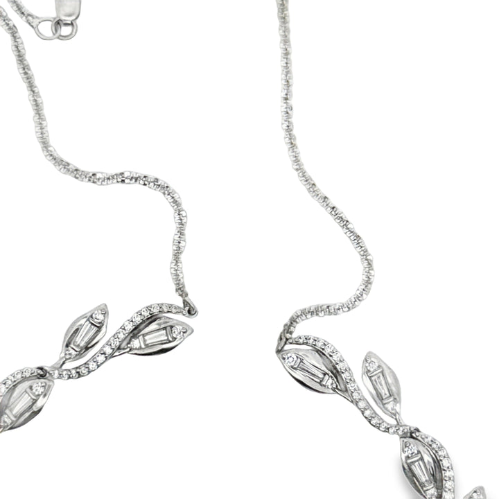 Modern Diamond and Platinum/18Kt White Gold Necklace