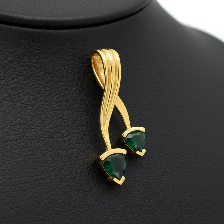 Desginer Green Tourmaline 14K Yellow Gold Pendant