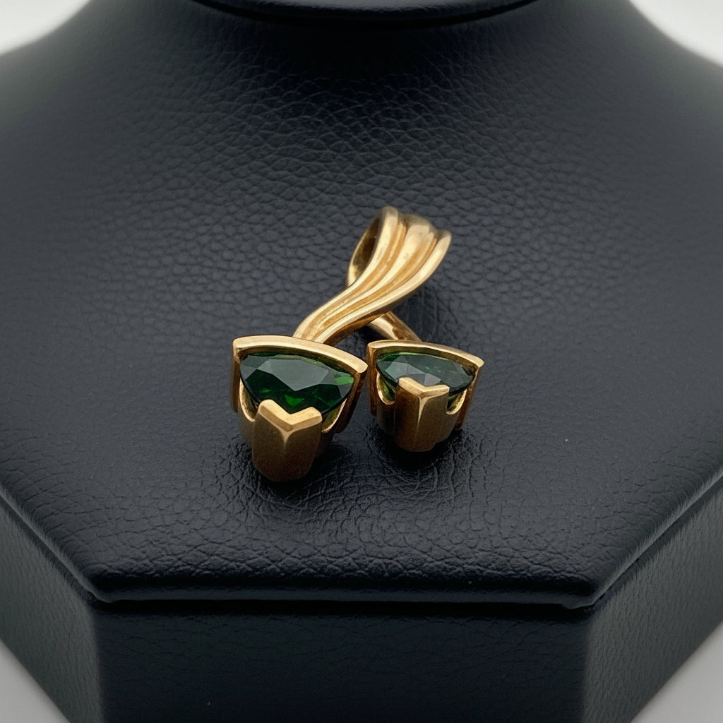 Desginer Green Tourmaline 14K Yellow Gold Pendant