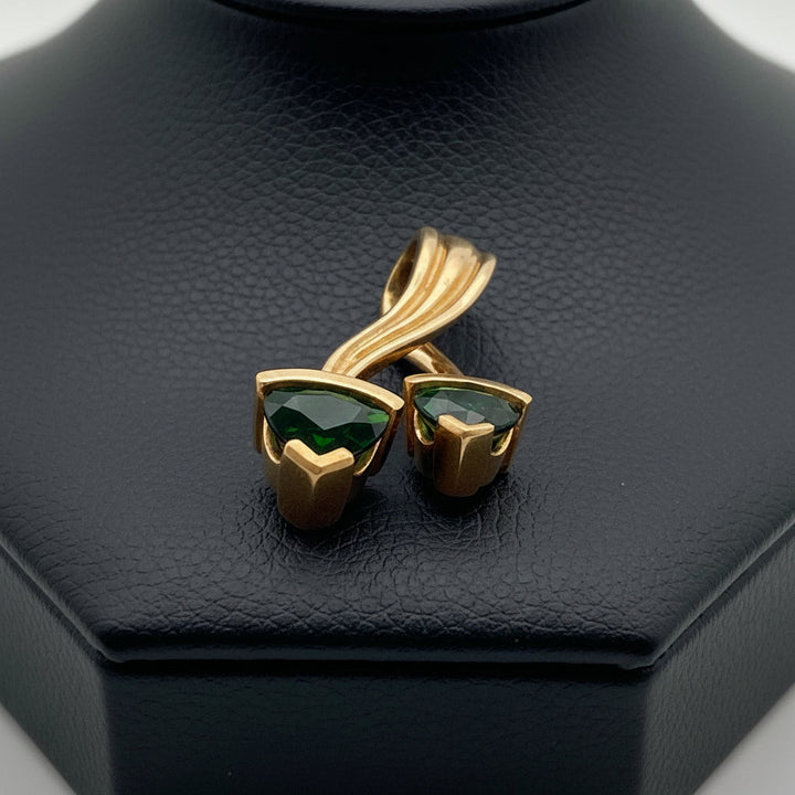Desginer Green Tourmaline 14K Yellow Gold Pendant