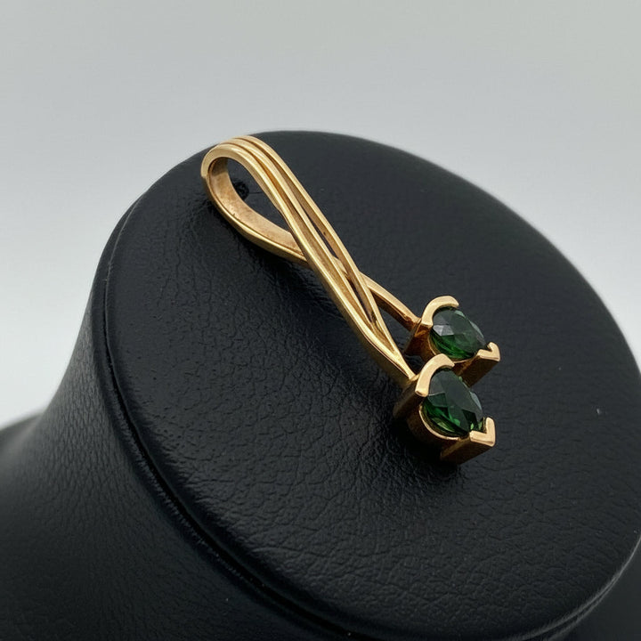 Desginer Green Tourmaline 14K Yellow Gold Pendant