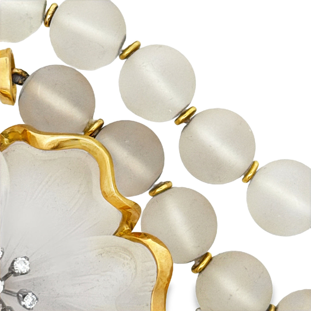 Designer Italian Roberto Paolini Diamonds and Rock Crystal 18Kt Yellow Gold Necklace