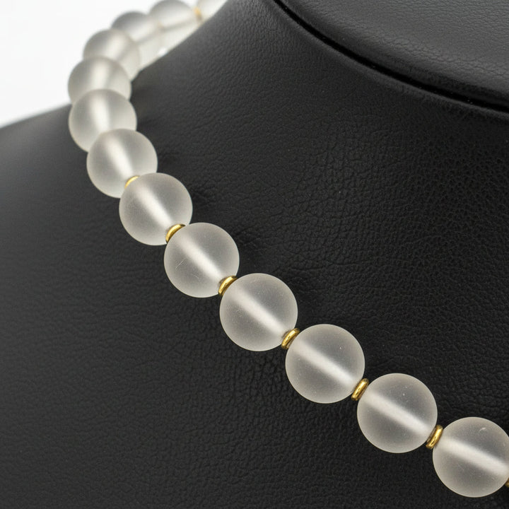 Designer Italian Roberto Paolini Diamonds and Rock Crystal 18Kt Yellow Gold Necklace