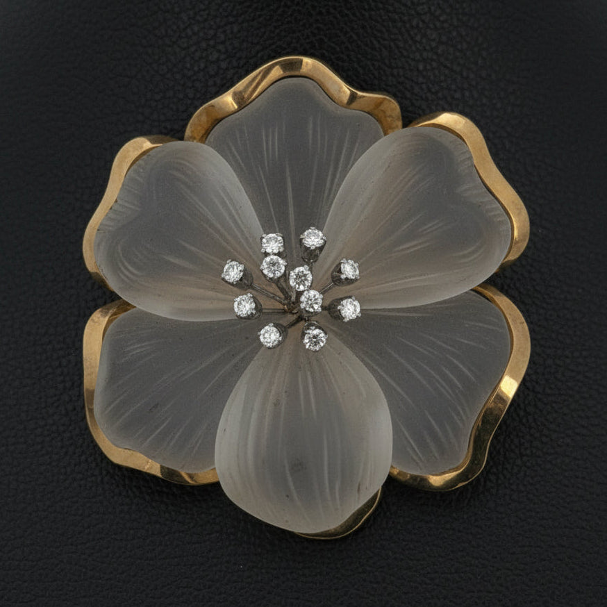 Designer Italian Roberto Paolini Diamonds and Rock Crystal 18Kt Yellow Gold Necklace