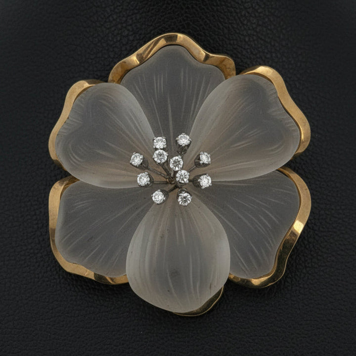 Designer Italian Roberto Paolini Diamonds and Rock Crystal 18Kt Yellow Gold Necklace