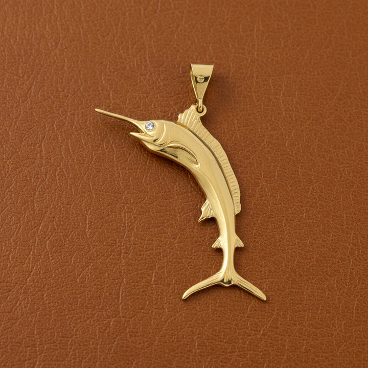 "The Marlin" Diamond and 14Kt Yellow Gold Pendant