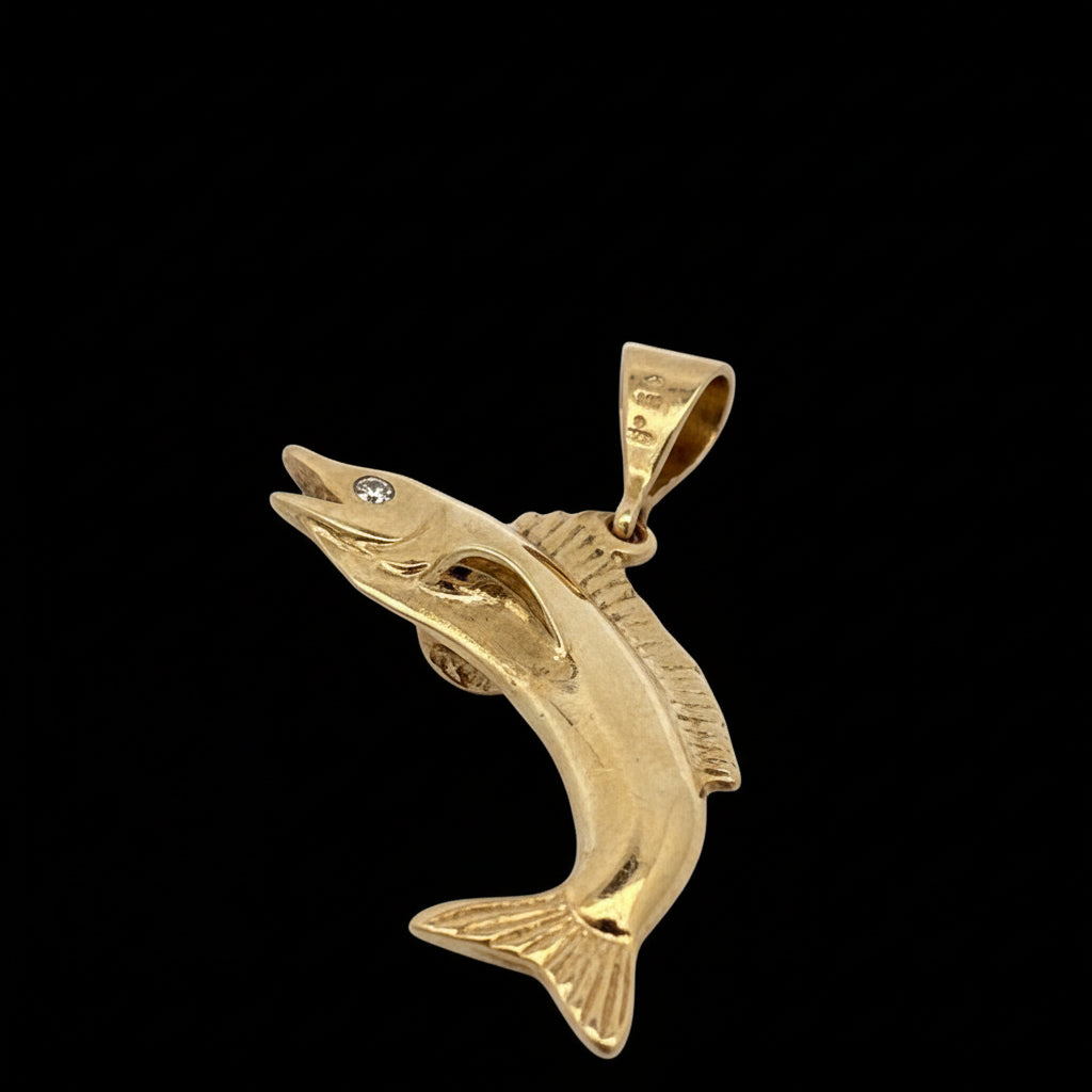"The Marlin" Diamond and 14Kt Yellow Gold Pendant